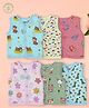 A Toddler Thing 100% Organic Muslin Cotton Pack Of 6 Sleeveless Floral & Animals Printed Jhablas - Multi Colour