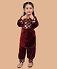 Titrit Velvet Full Sleeves Sequins Embellished Kurta & Afghani Salwar Set - Maroon