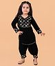 Titrit Velvet Full Sleeves Sequins Embellished Kurta & Afghani Salwar Set - Black