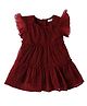 Nauti Nati Frill Sleeves Swiss Dots Detailed Tiered Dress - Maroon