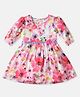 Nauti Nati Three Fourth Sleeves Floral Printed Dress - Pink