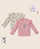 Nauti Nati Cotton Pack of 2 Full Sleeves Koala Bear & Typography Printed Tops - Pink
