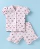 CUCUMBER Sinker Knit Half Sleeves Shorts Night Suit With Rabbit Print - Pink