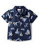 Babyhug Cotton Woven Half  Sleeves Shirt with Floral Print - Navy Blue