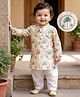 Babyoye Cotton Woven Full Sleeves Kurta Pyjama Set With Tree Print - White