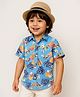 Babyhug Cotton Woven Half Sleeves  Shirt With Pineapple & Leaves Print - Light Blue