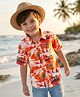Babyhug Cotton Woven Half Sleeves Shirt with Beach Theme Print - Orange & Peach