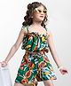 OLLINGTON ST. Woven Georgette Tropical Theme Printed Sleeveless Co-ords Top & Shorts Set  - Multicolor