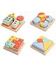 Wudly Wooden Geometric Shape Sorter Puzzle, Educational Stacking Toy - Multicolor