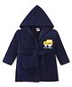 Babyhug Velour Knit Full Sleeves Bath Robe With Let's Travel Print - Navy Blue