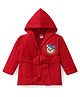 Babyhug Terry Knit Full Sleeves Hooded Bath Robe with Lion Embroidery - Red