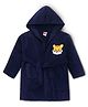 Babyhug Terry Knit Full Sleeves Hooded Bath Robe with Animal Patch - Navy Blue