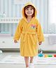 Babyhug Terry Knit Full Sleeves Hooded Bath Robe with Butterfly Embroidery - Yellow