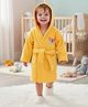 Babyhug Terry Knit Full Sleeves Hooded Bath Robe with Butterfly Embroidery - Yellow