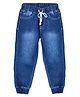 Knit N Knot Denim Mild Washed Stretchable Joggers - Blue