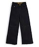 Knit N Knot Denim Distressed Wide Leg High Waist Jeans - Black