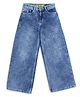 Knit N Knot Denim Mild Washed Wide Leg High Waist Jeans - Blue