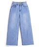 Knit N Knot Denim Mild Washed Wide Leg High Waist Jeans - Blue