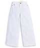 Knit N Knot Denim Solid High Waist Wide Leg Jeans - White