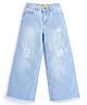 Knit N Knot Denim High Waist Mild Washed Distressed Jeans - Light Blue