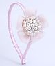 CHOKO Floral Applique Detailed & Pearls Embellished Hair Band - Pink Peach & Off White