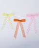 CHOKO Set Of 3 Bow Designed & Stone Embellished Alligator Clip - Multi Colour Orange & Pink