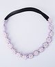 CHOKO Pearl Embellished Floral Applique Detailed Headband - Purple Black & Off White