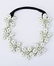 CHOKO Floral Applique Detailed Stones & Pearls Embellished Headband - White & Black