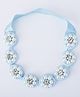 CHOKO Pearl & Stone Embellished Floral Applique Detailed Headband - Sky Blue Off White & Clear