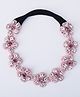 CHOKO Stone Embellished Floral Applique Detailed Headband - Pink Clear & Black