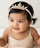CHOKO Glitter & Pearl Embellished Star & Crown Applique Detailed Headband - Golden Cream & Silver