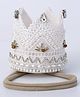 CHOKO Birthday Theme Crown Applique Detailed & Beads Embellished Headband - White & Gold
