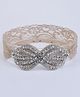 CHOKO Lace Detailed  Rhinestones Embellished Headband - Beige Silver & Clear