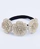 CHOKO Stone Embellished Floral Designed Stretchable Headband  - Beige Clear & Black