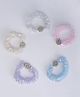 CHOKO Set Of 5 Stones Embellished Floral Designed Scrunchies - Pink White & Blue