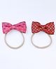 CHOKO Set Of 2 Bow Applique Detailed Abstract Printed Headbands - Multi Red & Pink