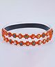 CHOKO Floral Designed Sequin Embellished Crochet Headband  - Orange & Black