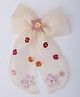 CHOKO Floral Embroidered Bow Designed Hair Alligator Clip - Cream & Pink