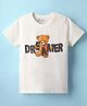Doreme Cotton Knit Half Sleeves T-Shirt with Bear Print - White