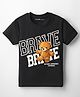Doreme Cotton Knit Half Sleeves T-Shirt with Bear Print - Black