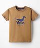 Doreme Single Jersey Knit Half Sleeves T-Shirt with Dino Print - Khaki