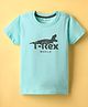 Doreme Single Jersey Knit Half Sleeves T-Shirt with T Rex Print - Aqua Blue
