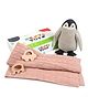 NESTA TOYS -Newborn Gift Set - Knitted Cotton Blanket, Penguin Plush Toy, Elephant & Car Teether - 4 Pcs Set for Gifting