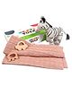 NESTA TOYS -Newborn Gift Set - Knitted Cotton Blanket, Zebra Plush Toy, Elephant & Car Teether - 4 Pcs Set