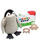 NESTA TOYS -Newborn Gift Set - Penguin Plush Toy, Wooden Elephant & Car Teether - 3 Pcs Set
