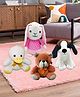 GoldenHub Plush Stuffed Animal Set, Bunny, Puppy, Chick, Teddy Bear, Soft, Cuddly Pink Height 20 & 25 cm