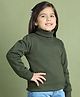 Mini & Ming Fleece Full Sleeves Solid Sweatshirt - Olive Green