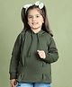Mini & Ming Fleece Full Sleeves Solid Hooded Sweatshirt - Olive Green