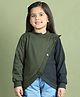 Mini & Ming Fleece Full Sleeves Colour Blocked Sweatshirt - Olive Green
