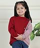 Mini & Ming Fleece Full Sleeves Colour Blocked Sweatshirt - Maroon